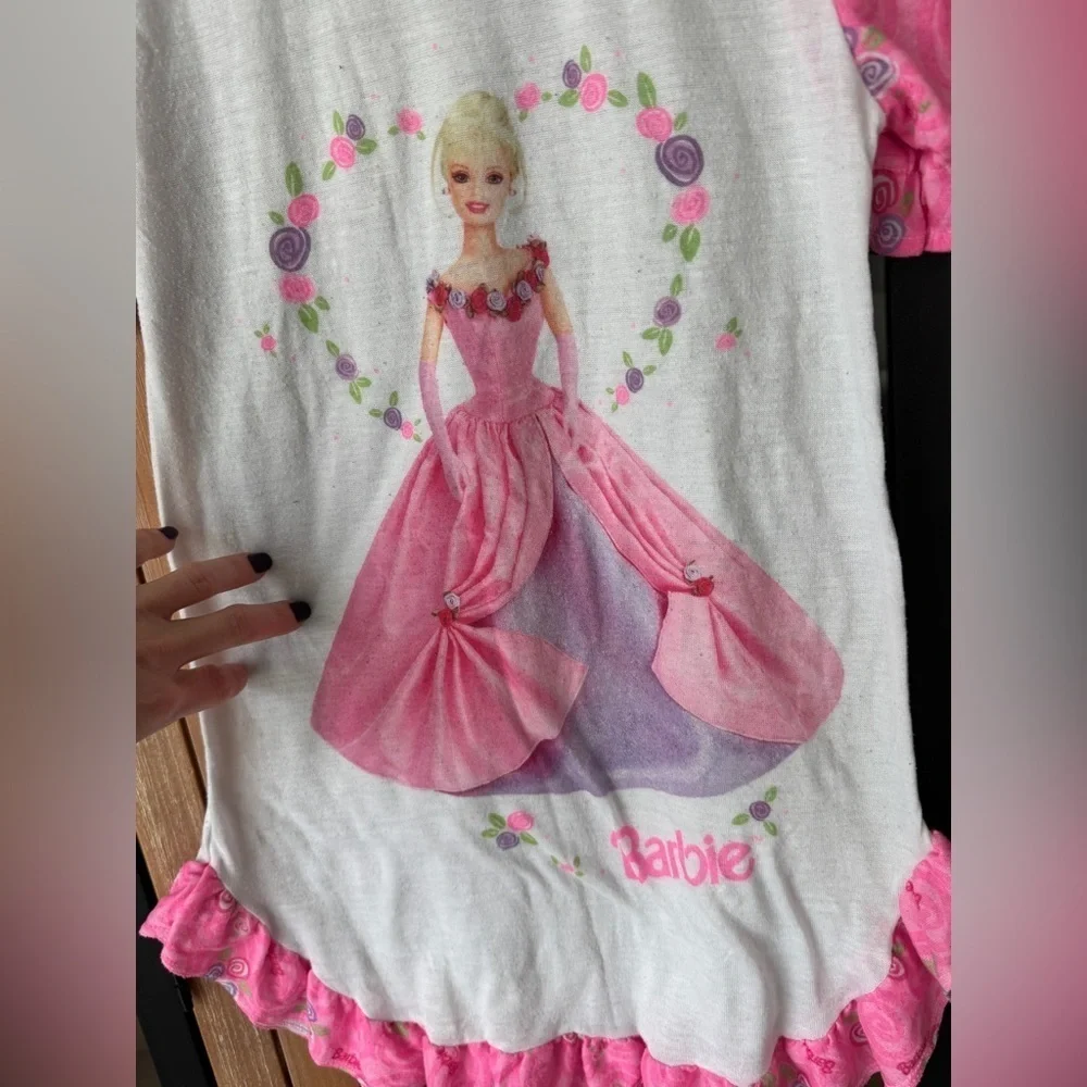 1998 Vintage Barbie nightgown dress toddler girl pajamas roses mattel ruffle